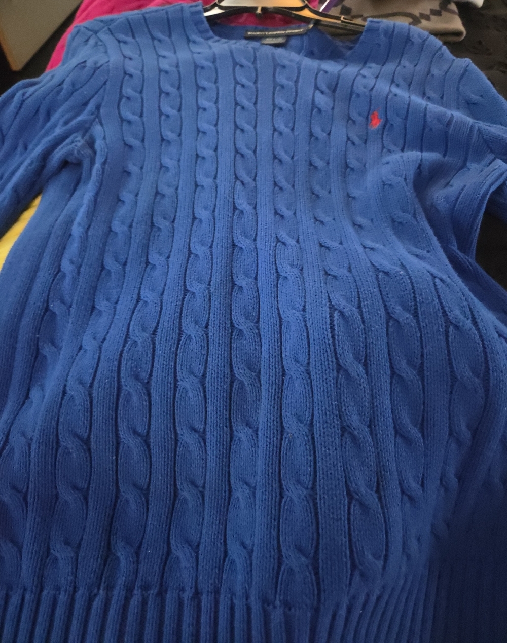 Ralph Lauren Royal Blue Crewneck Sweater with Red Pony